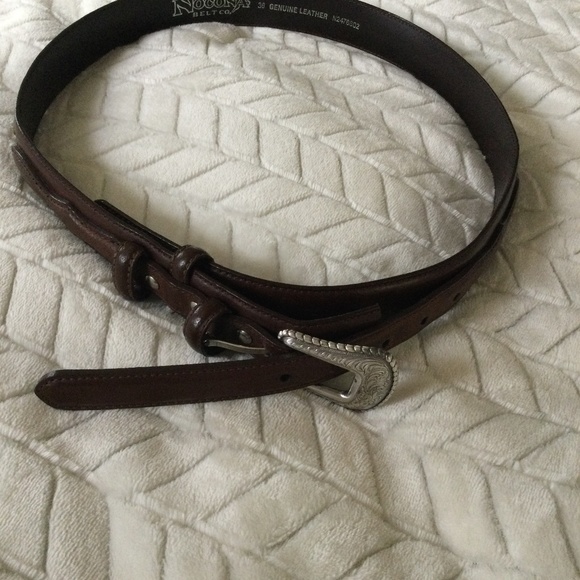 Nocona Belt Co. Men's Old School Blue Bead Leather Belt - Genuine Leather With Removable Buckle